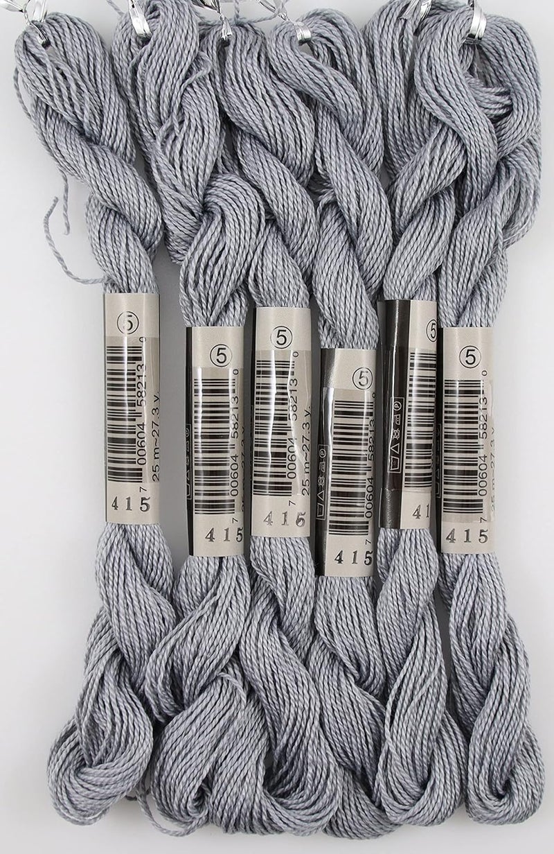 KCS 25 M/Skein Mercerized Pearl Cotton Crochet Needlepoint Thread,Size 5,6 skeins,Pearl Gray - Image 2